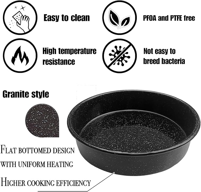 Enamel Roasting Pan Set Round Baking Pans 3pcs 10"/12"/14" Cake Pans High Performance Nonstick- Non-Toxic,PTFE&PFOA Free,Pizza Pan,Cookie Baking Sheets Oven Trays For Cooking