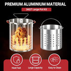 36QT Outdoor Fryer | Turkey Deep Fryer | Seafood Boil Pot | Cover & Skimmer Included | 50,000BTU Propane Burner | Aluminum Deep Fryer Pot with Basket | Crab, Seafood & Crawfish Boiler