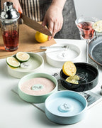 Bar Glass Rimmer for Margarita and Cocktail, Ceramic Salt Sugar Glass Rimmer Sugar Container for Cocktails Home Bar Accessories Set of 2, Black