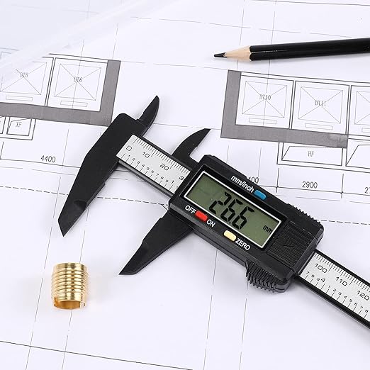 Electronic Digital Calipers, inch and Millimeter Conversion,LCD Screen displays 0-6" Caliper Measuring Tool, Automatic Shutdown, Suitable for DIY/Jewelry Measurement (New150mm Black Plastic)