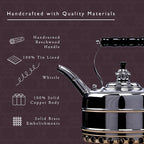 Newey & Bloomer Buckingham No. 3 Tea Kettle, 1.9 Qt. - Solid Copper Body & Chrome-Plated Finish, Heat-Resistant Beechwood Handle - Vintage-Inspired Kitchen Necessity, Gas Stove Compatible