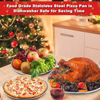 LIANYU 4 Pack Pizza Pan Set, 12 Inch Stainless Steel Pizza Serving Tray for Oven Baking, Nonstick Round Plate, Dishwasher Safe