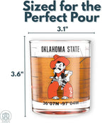 Greenline Goods – Oklahoma State University Cowboys College Whiskey Glasses (Set of 2), 10 oz – Full-Color Logo + Campus Map