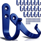 20PCS Wall Hooks for hanging, Metal Wall Hooks for Coats, Coat hooks for Wall, Heavy Duty Single Prong Wall Hooks With 40 Pieces Screws for Hanging Coats，Towel，Backpack，Hat, Dog Leashes (Blue)