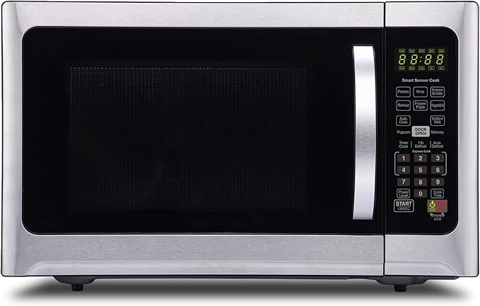 Farberware Countertop 1000 Watts 1.2 cu ft-Smart Sensor Microwave Oven with LED Lighting and Child Lock-Perfect for Apartments and Dorms-Easy Clean Black Interior, Stainless Steel