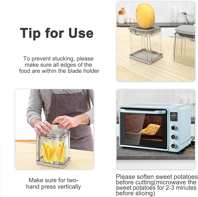 CrazyQueen Potato Slicer French Fry Cutter Veggie Chopper Potato Cutter for Fries Potato Onion Cutter Food Chopper Manual Hand Vegetable Cutter Dicer (1 Blade)