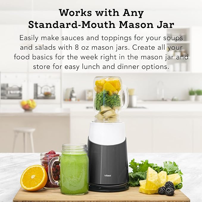 Tribest II Ready Personal Blender with Mason Jar Mug, One-Size, Gray