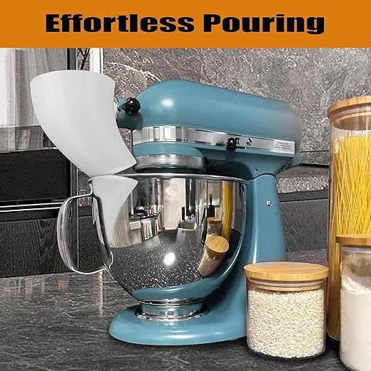 Counte Flour Funnel for Kitchen Aid Mixer,New Flour Funnel-Stand Mixer for Kitchen Aid Artisan Ksm150 5-Quart Tilt-Head Stand Mixer,for Egg Liquid and Both Flour,Enables Guided Pouring (White)