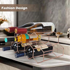 Rose Gold Wine Racks Countertop 9 Bottle,Geometric Stainless Steel Wine Bottle Holder,Compact Small Wine Rack for Cabinet Pantry Bar Table No Assembly Required