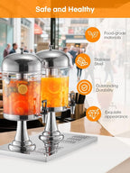 Beverage Dispenser, 4.5 Gallon Drink Dispensers for Parties, Stainless Steel Drink Dispenser with Ice Core, Drip Tray, Beverage Dispenser with Stand for Restaurants, Homes, Bar and Hotels
