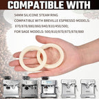 54mm Silicone Steam Ring 2Pcs，Replacement Gasket for Breville Espresso Machine Parts 878/870/860/840/810/500/450/Sage 500/870/875/880/810/878 Replacement Parts, No BPA Grouphead Gasket