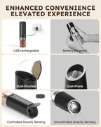 Sangcon Gravity Electric Salt and Pepper Grinder Set Rechargeable with Dust Cover, Large Capacity, Adjustable Coarseness, LED Light, One Hand Automatic Salt Pepper Shaker Set Mill, House Warming Gifts