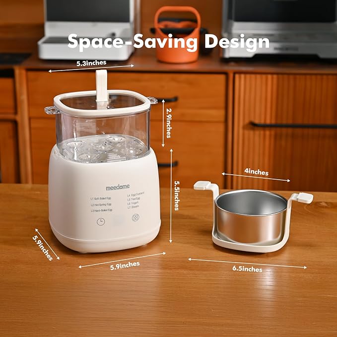 Electric Egg Cooker 7-in-1 with Steam Basket & Auto Shut Off, 8-Egg Capacity Steamer for Soft/Hard Boiled, Poached Eggs, BPA-Free Stainless Steel Bowl, Compact for Dorm/Keto Kitchen(2-Tier)