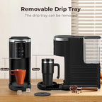 Single Serve Coffee Maker K Cup 2 in 1 Coffee Machine with Ground Coffee & Pods Coffee, 6 to 14 Oz Brew Sizes,Mini One Cup Coffee Maker 40oz Water Tank,Auto Cleaning & Shut Off, Black