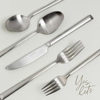 over&back 20pc Modern Flatware Cutlery Set - Comes with 4 Dinner Forks, 4 Salad Forks, 4 Dinner Knives, 4 Dinner Spoons, and 4 Teaspoons - 18/8 Stainless Steel - Dishwasher-Safe - Brushed Stainless
