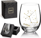 HOHY Libra Wine Glass - Stemless, 20oz Zodiac Sign Constellation Glass, Horoscope Gift for Women & Men