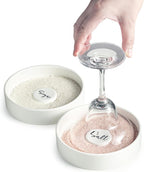 Margarita Salt Rimmer Set, Ceramic Bar Glass Rimmer for Margarita and Cocktail Bartender Tool Salt Box Spice Container Bar Decor for Home Set of 2, White