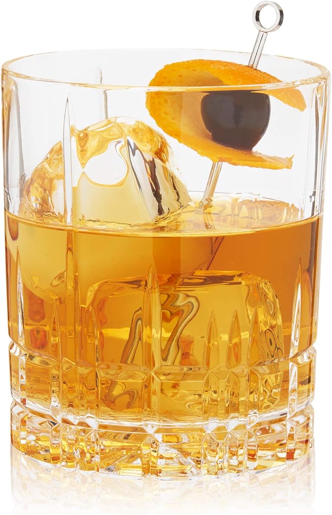 Spiegelau Perfect Serve Double Old Fashioned Glasses Set of 4 - Lowball Cocktail Glasses European-Made Crystal, Dishwasher Safe, Professional Quality Cocktail Glass Gift Set - 13 oz