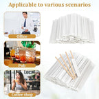 2000 Pcs Individually Wrapped Wooden Coffee Stirrers 5.5 Inch Disposable Wood Stir Sticks, Round End coffee stirrer for Cocktail, and Hot Drinks