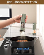 CIRCLE JOY Electric Salt and Pepper Grinder Set Rechargeable Salt and Pepper Mills with Storage Base, Adjustable Coarseness and LED White Light, Washable 95ml Container, Green