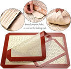 Baking Sheet with Silicone Mat Set, Set of 8 (4 Sheets + 4 Mats), Stainless Steel Cookie Sheet Baking Pans with Reusable Silicone Baking Mat, Non Toxic & Heavy Duty & Easy Clean