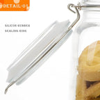 50oz Square Glass Food Storage Jars with Airtight Clamp Lids, 3 Pack Large Kitchen Canisters for Flour, Cereal, Coffee, Pasta and Canning, Mason Jar (Clear 50oz Square - 3 sets)