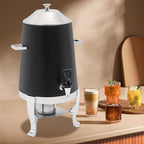 Coffee Urn with Fuel Holder 3.5 Gal/13L, Stainless Steel Beverage Dispenser Hot Drink Dispenser with Stand, Tea Water Coffee Chafer Urn for Parties Buffet Catering Commercial Home (Silver, Black)