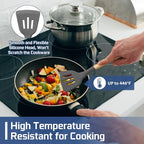 TeamFar Kitchen Utensils Set of 6, Silicone Cooking Utensils with Wooden Handles, Non-stick Cookware Tools for Cooking/Serving/Turning/Mixing, Healthy & Heat-Proof, Dark Gray