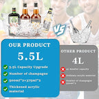2Pcs Clear Ice Buckets for Parties, 5.5L Acrylic Champagne Bucket with Scoop, Mimosa Bar Supplies, Plastic Tub for Drinks, Cocktail Bar, Wine, Beer, Soda,Beverage,Cooler