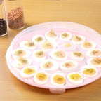 HANSGO Deviled Egg Containers with Lid, Deviled Egg Platter Carrier Holder Trays with 22 Slots for Holiday Party and Home Kitchen, Pink