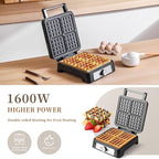 Waffles Maker Waffle Iron, 4 Belgian Square Waffle Maker, Belgian Waffle Maker Thick with Non-stick Plate, Breakfast Waffle Machine Make Waffle in Minutes, 3 Browning Level, 1200W
