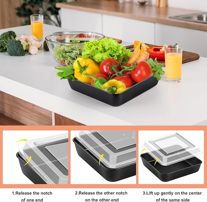 TeamFar Square Baking Pan, 8Inch Cake Tin with Lid with Stainless Steel Core & Nonstick Coating, for Baking Roasting Serving, Non-toxic, Easy to Release & Clean- (1 Pan + 1 Lid)