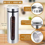 6 Pack Kitchen Canisters Set Airtight Coffee Sugar Tea Candy Storage Jars with Window Glass Stainless Steel Containers with Lids for Flour Cookies Spices Grains Kitchen Decorations (60 oz)