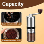 Ceramic Burr Manual Coffee Grinder with 6 Adjustable Coarseness Settings for Espresso Beans French Press Pour Over Drip Stainless Steel Hand Crank Coffee Mill for Home Use or Travel Camping