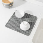 Silicone Dish Drying Mat for Multiple Usage,Easy clean,Eco-friendly,Heat-resistant Silicone Mat for Kitchen Counter or Sink,Refrigerator or Drawer liner Grey M 12 inches x 12 inches