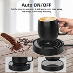 Coffee Warmer with Mug Set - Electric Beverage Cup Warmer for Desk Office Home Use, Candle Warmer Heating Plate with Gravity Switch Auto Shut Off (Up to 131F/55C), 12oz (Blue Set)