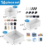 Vegan Leather Drawer Organizers,16 Pack Makeup Storage boxes,Vanity Drawer Luxury upgrade,Bedroom fabric Drawers replacement,bathroom organization and storage Optimal solution