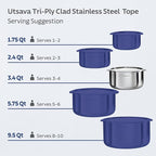 Tramontina Utsava 3.4-Quart Tri-Ply Clad Stainless Steel Tope with Lid, Patila Pot for Indian Cooking