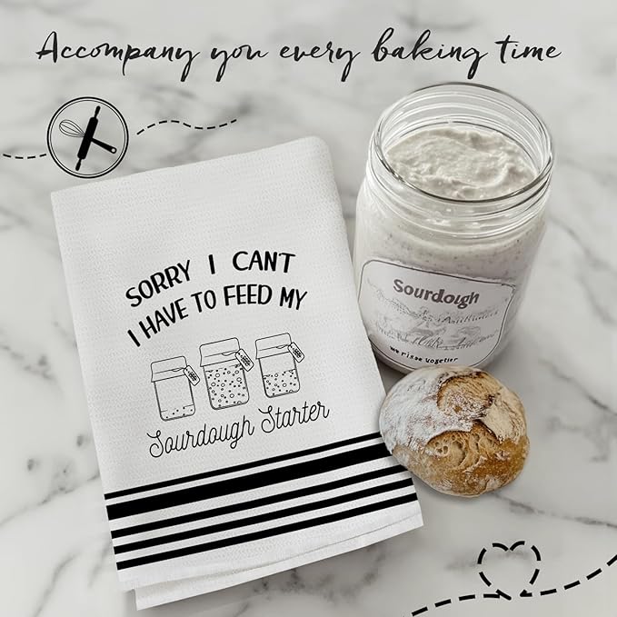 Funny Sourdough Baking Kitchen Towels, Gifts for Sourdough Bakers Tea Dish Towels for Kitchen, Baking Lover Gifts Decorative Hand Towels, 16x24 Inch
