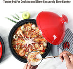 Enameled Cast Iron Tagine Pot - Nonstick Moroccan Casserole Dish for Stews and Slow Cooking - Durable Ceramic Cookware for Home Use