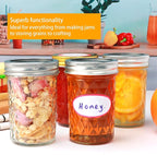 8oz Mason Jars, Canning Jars,Jam Jars forJelly,Honey, Wedding Favors, Food Storage,Kitchen & DIY Gifts, with Lables,Sponge Brush,Pen and Red Hemo Rope,Set of 24