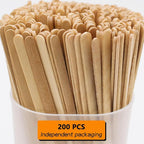 200PCS 5.5 in Individually Wrapped in Paper Wooden Coffee Stirrers, A+++Level Smooth Rounded Edges Wood Sticks for Daily Use or Other DIY Craft Design (200pcs)