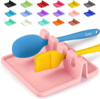 Zulay Kitchen Silicone Utensil Rest with Drip Pad for Multiple Utensils - BPA-Free, Heat-Resistant Spoon Rest & Spoon Holder for Stove Top - Kitchen Utensil Holder for Ladles & Tongs - Pink