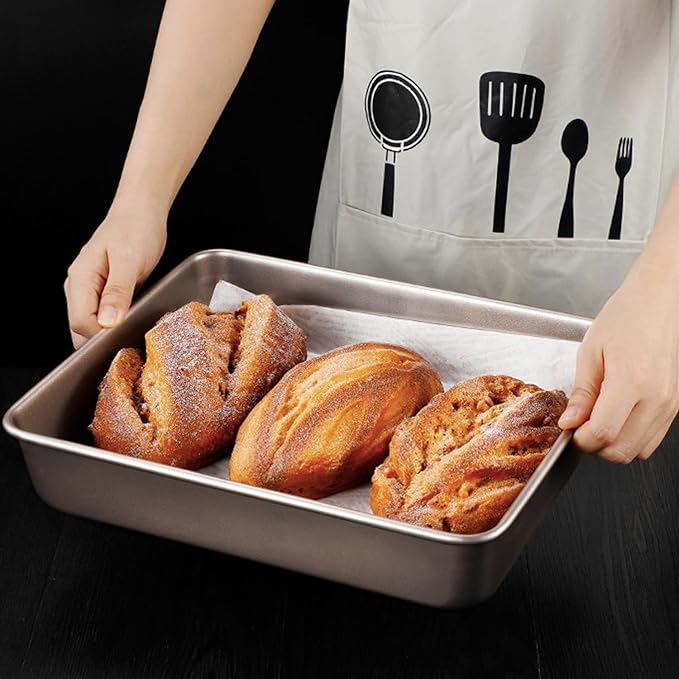 3 Pack Baking Sheet Pans, Deep Size Baking Pan Nonstick Cookie Sheet Brownie Cake Pan Bread Pan Toaster Oven Tray Bakeware (8.6 x 6.6 x 1.7'',11 x 9 x 2",12.7 x 10.6 x 2.4'')