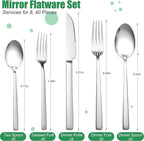 40-Piece Silverware Set Service for 8, Stainless Steel Cutlery Set, Mirror Polished Flatware Set, Kitchen Eating Tableware Set, Include Fork Knife Spoon, Dishwasher Safe