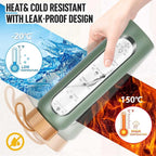 Aqulea Glass Water Bottles 25 Oz with Silicone Sleeve - BPA Free Reusable Wide Mouth Glass Motivational Water Bottles with Fruit Infuser – Leak Proof Borosilicate Water Bottle with Time Marker (Green)