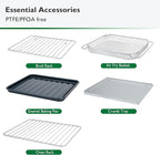 Infrared Heating Air Fryer Toaster Oven Combo, with Non-toxic Enamel-coated Interior, Extra Large Countertop Convection Oven 10-in-1 Combo, 6-Slice Toast, Enamel Baking Pan Easy Clean