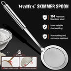 Walfos Fat Skimmer Spoon, 304 Stainless Steel Fat skimmer For Cooking, Fine Mesh Strainer, Food Strainer Fit For Separation Of The Floating Foam, Fat, Grease - Set of 2 Sise