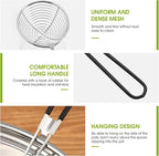 Geiserailie 6 Pieces Stainless Steel Hot Pot Strainer Scoops 2.5 Inch Mini Spider Strainer Skimmer Pasta Mesh Spoon Asian Skimmer Spoon Ladle with Handle for Home (Black)