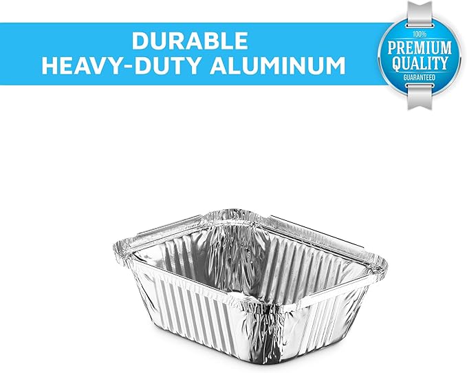 MontoPack Disposable Takeout Pans with Clear Lids | 1lb Capacity Aluminum Foil Food Drip Containers with Strong Seal for Freshness & Spill Resistance | Earth, Eco-Friendly & Recyclable 100Pack 5x4”